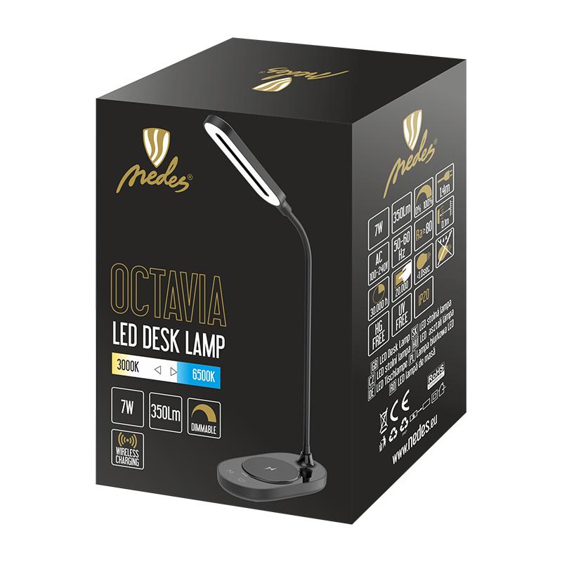 LED stolná lampa OCTAVIA 7W stmievateľná s bezdrôtovým nabíjaním - DL4301/B