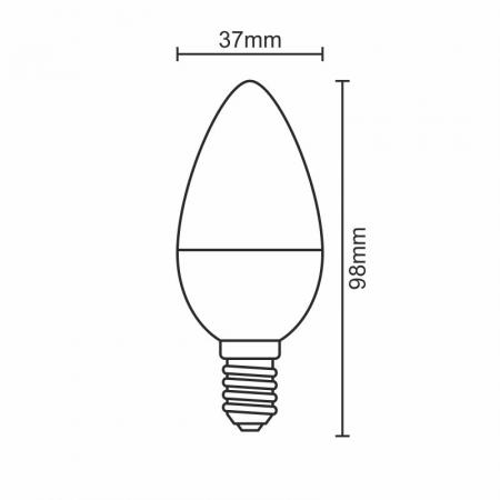 LED žiarovka 5W - C37 / E14 / SMD / 6500K - ZLS702